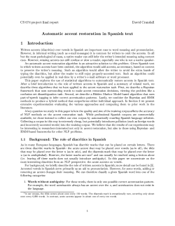 Automatic accent restoration in Spanish text