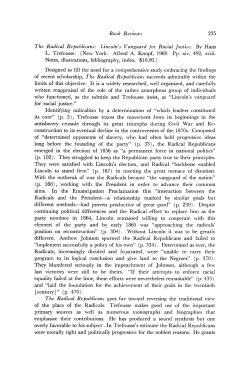 Book Reviews 235 The Radical Republicans: Lincoln`s Vanguard for