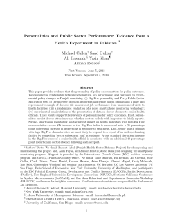 Personalities and Public Sector Performance: Evidence