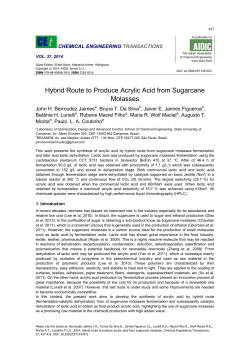 Hybrid Route to Produce Acrylic Acid from Sugarcane Molasses