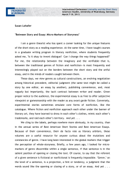 Susan Lohafer "Between Story and Essay: Micro