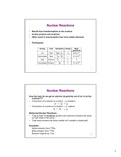 Nuclear Reactions Nuclear Reactions