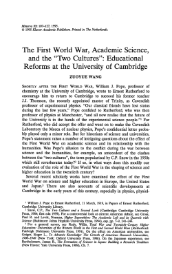 The First World War, Academic Science, and the