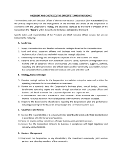 President and Chief Executive Officer