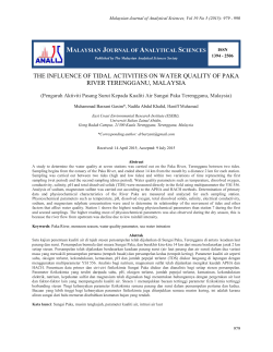 the influence of tidal activities on water quality of paka river