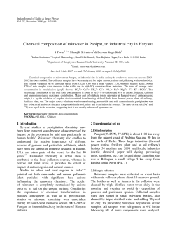 Chemical composition of rainwater in Panipat, an industrial city in
