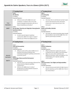 Spanish for Native Speakers, Year at a Glance (2016-2017)