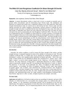 The Effect Of Joint Roughness Coefficient On Shear Strength Of