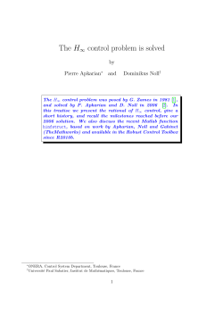 The H&infin; control problem is solved - Institut de Math&eacute;matiques de