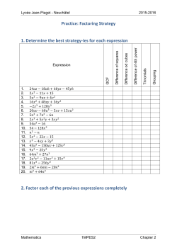 Practice: Factoring Strategy 1. Determine the best strategy
