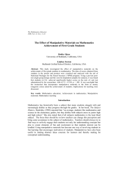The Effect of Manipulative Materials on Mathematics Achievement of
