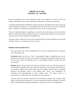 ERROR ANALYSIS Chemistry 141