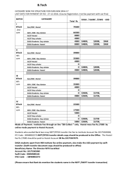 Institute Fee Structure Category wise for Even Sem 2016-17