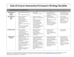 End-of-Course Instruction Persuasive Writing Checklist