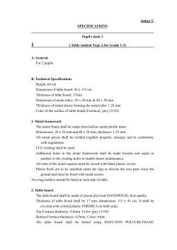 Annex V SPECIFICATIONS Pupil`s desk 1