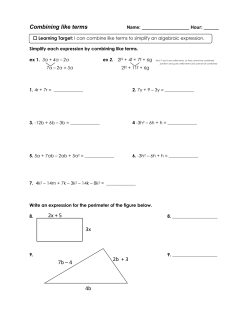 Combining like terms 2x + 5 3x 4b 2b + 3 7b &ndash; 4