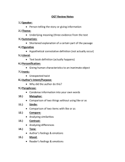 OGT Review Notes 1.) Speaker: &bull; Person telling the story or giving