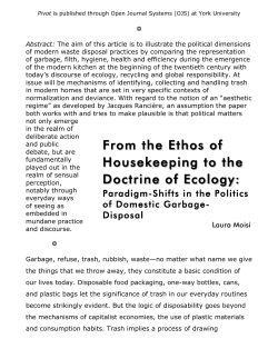 From the Ethos of Housekeeping to the Doctrine of Ecology: