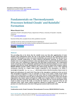 Fundamentals on Thermodynamic Processes behind Clouds` and