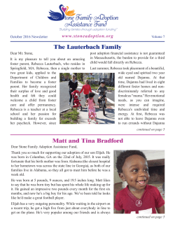 Fall 2016 Newsletter - Stone Family Adoption Assistance Fund