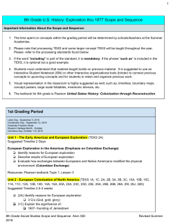 8th Grade U.S. History: Exploration thru 1877 Scope and Sequence