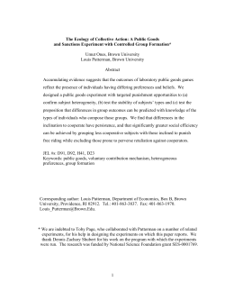 1 The Ecology of Collective Action: A Public Goods and