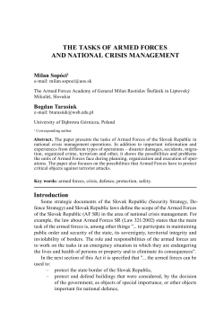 THE TASKS OF ARMED FORCES AND NATIONAL CRISIS MANAGEMENT