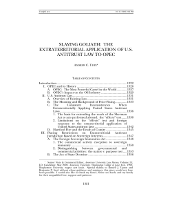 Slaying Goliath: The Extraterritorial Application of U.S. Antitrust Law