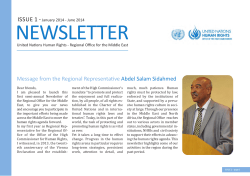 Message from the Regional Representative Abdel Salam