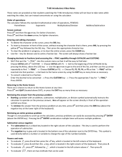 TI-86 Introductory Notes