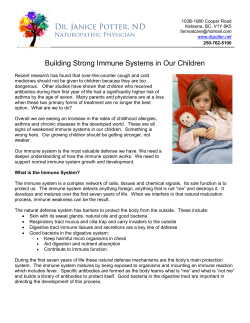 Building Strong Immune Systems in Our Children