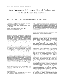 Stress Hormones: A Link between Maternal Condition and Sex