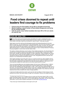 Media advisory - Food Price Crisis