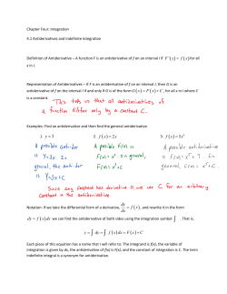 4.1 Antiderivatives and Indefinite Integration
