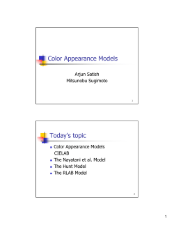Color Appearance Models Today`s topic