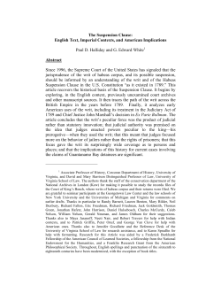 The Suspension Clause: English Text, Imperial Contexts