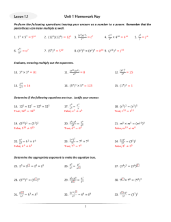Unit 1 Homework Key - MMS 8th Grade Math