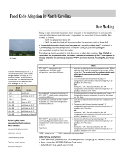 Food Code Adoption in North Carolina