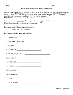 Plural Possessive Nouns&mdash;Compound Nouns
