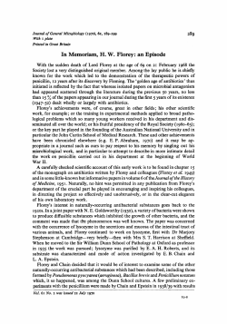In Memoriam, HW Florey: an Episode