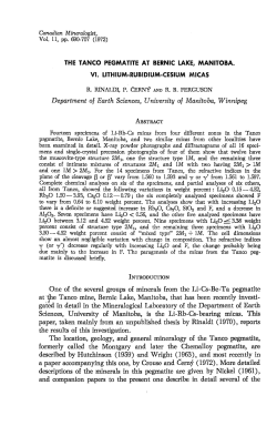 THE TANCO PEGMATTTE AT BERNTC LAKE, MAN|TOBA