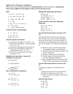 Algebra II Pre-AP Summer Assignment Please answer