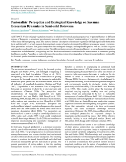 Pastoralists` Perception and Ecological Knowledge on Savanna