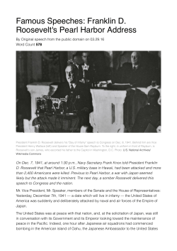 Famous Speeches: Franklin D. Roosevelt`s Pearl Harbor Address