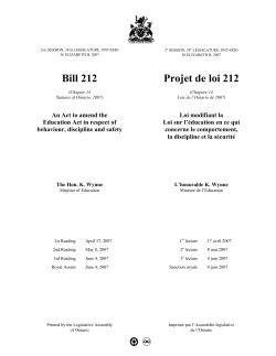 Projet de loi 212 - Legislative Assembly of Ontario