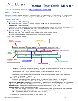 Citation Short Guide: MLA 8th