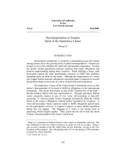 The Interpretation of Treaties: Spirit of the Supremacy Clause