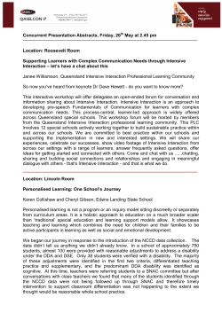 Concurrent Presentation Abstracts, Friday, 26th May at 2.45 pm