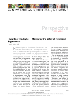 Hazards of Hindsight: Monitoring the Safety of Nutritional Supplements