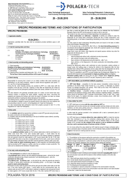 Specific provisions and terms and coditions of - POLAGRA-Tech